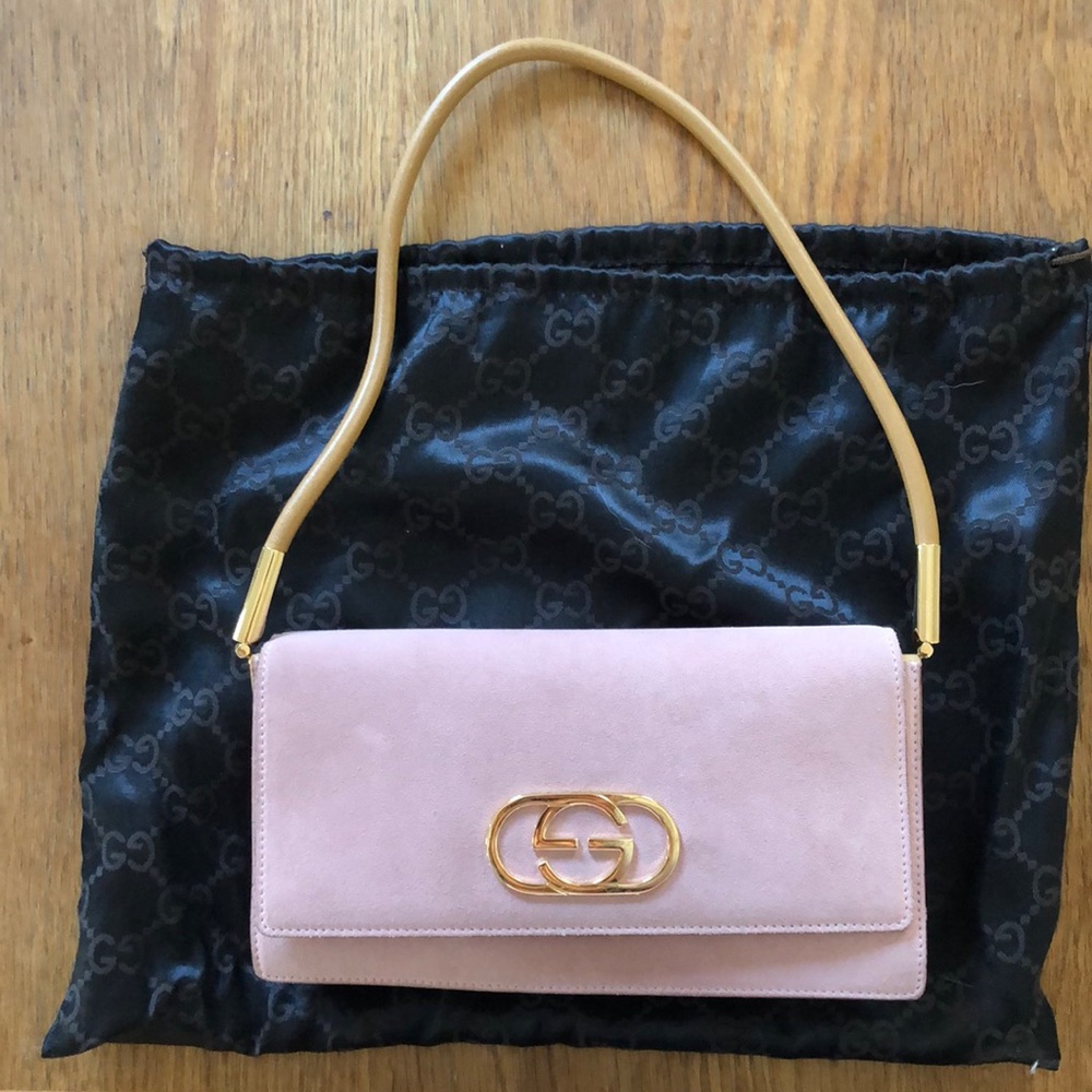 Vintage Gucci Baby Pink Suede Bag